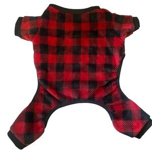 Luv Gear Holiday Red Black Plaid Xmas Dog Fleece Sweater Size M
